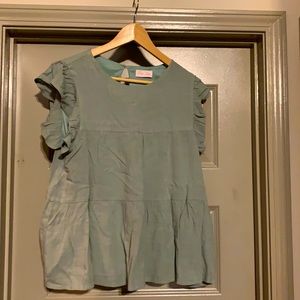 Pink Lily Boutique sage green babydoll shirt